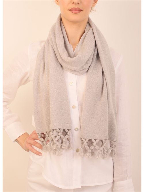 Maxi cashmere scarf with Caprese fringe Art Tricot | MAXISCIARPAFRANGIAGRIGIO